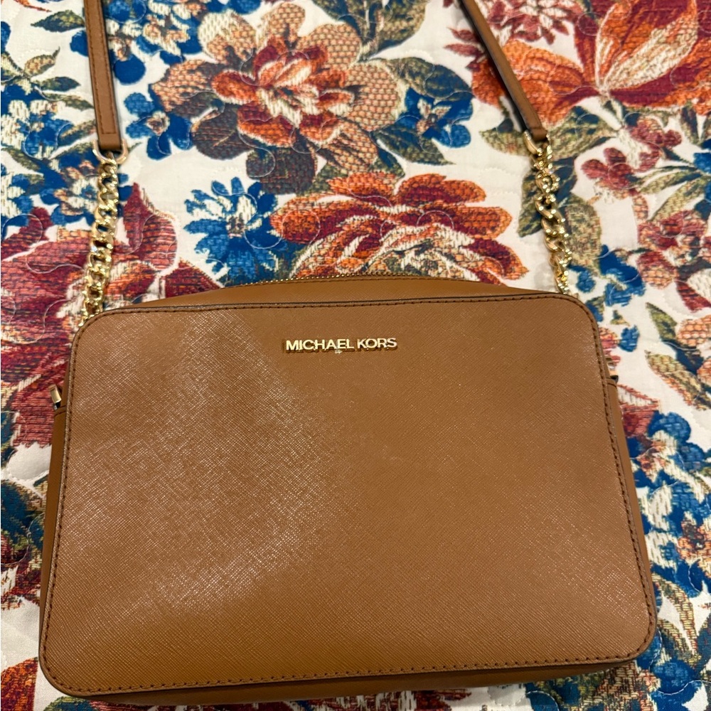 Michael Kors Tan Crossbody Bag with Gold Accents
